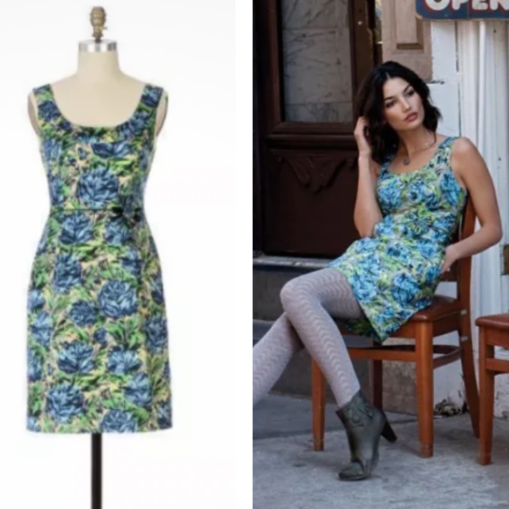 Anthropologie Yoana Baraschi Bleecker Floral Rosette Sleeveless Sheath Dress - 6